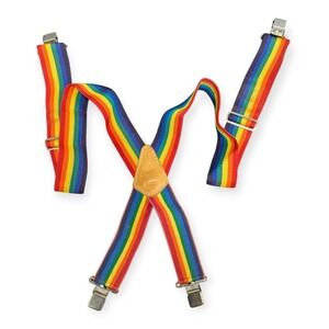CUSTOM LEATHER CRAFT Adjustable Rainbow Suspenders - Top Grain Cowhide